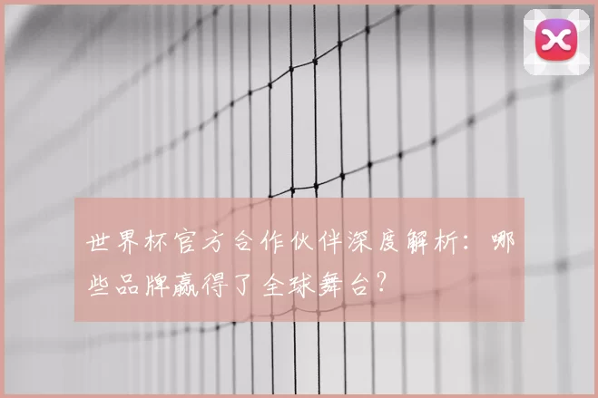 世界杯官方合作伙伴深度解析:哪些品牌赢得了全球舞台?